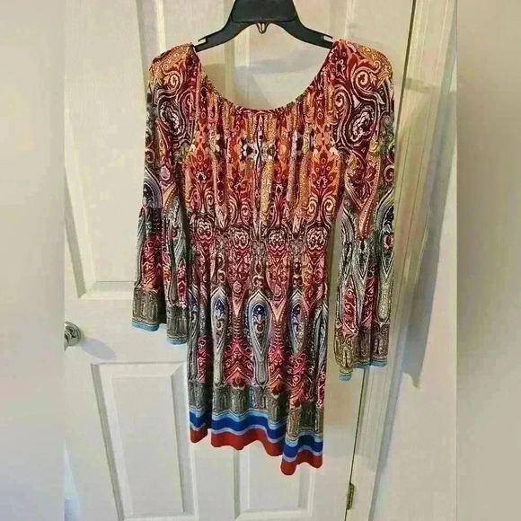 Boston Proper Bell Sleeve Boho Midi Dress Size 0 - Picture 4 of 6